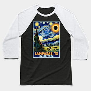 Total Solar Eclipse 2024 Lampasas Texas Starry Night Baseball T-Shirt